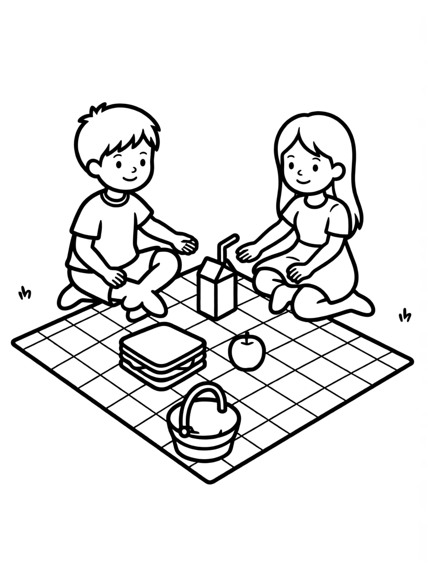 A picnic blanket spread out