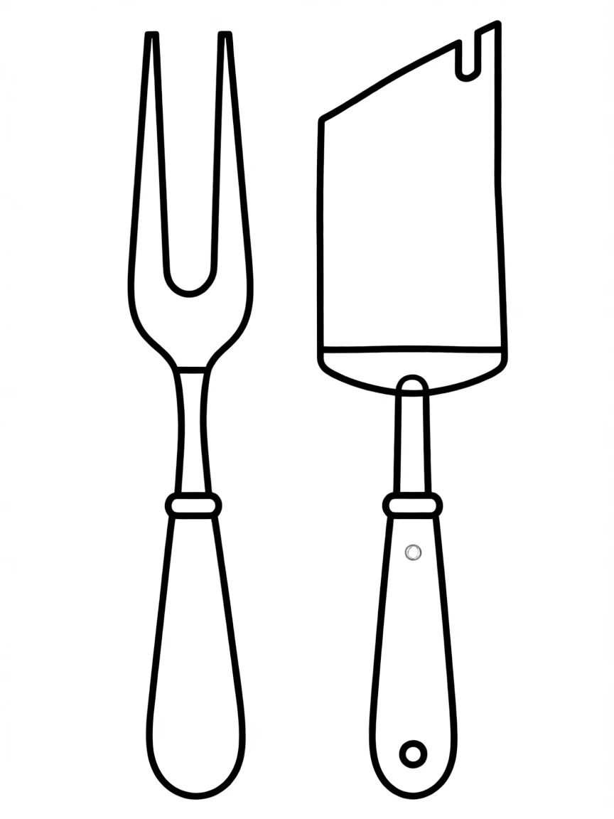 A barbecue fork and spatula