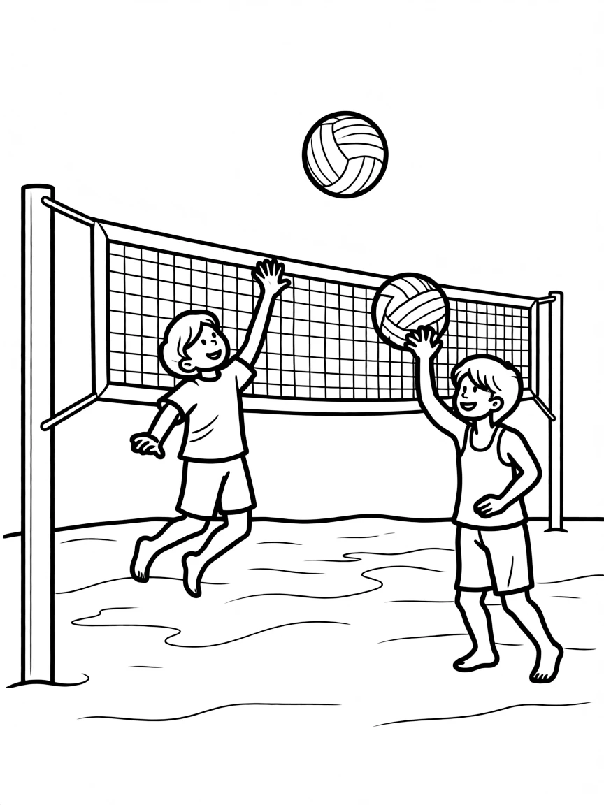 A sand volleyball game