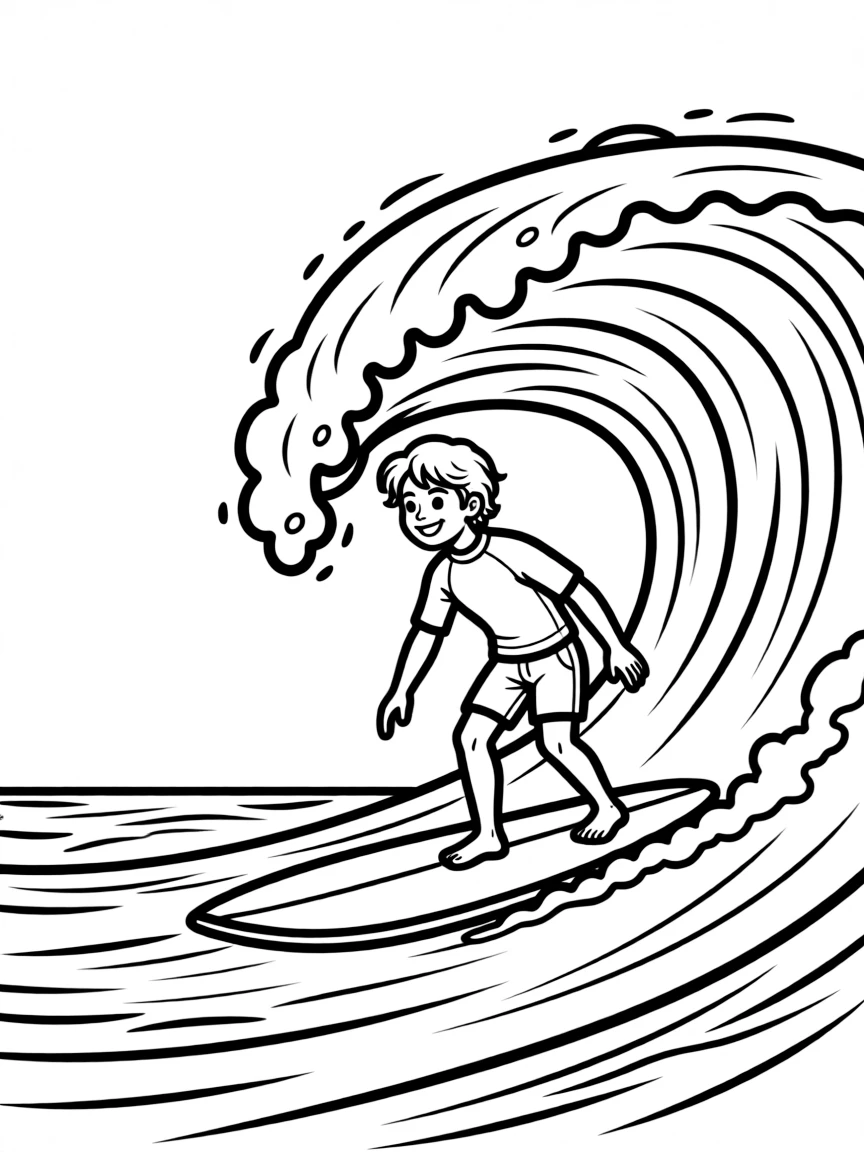 A surfer riding a big wave