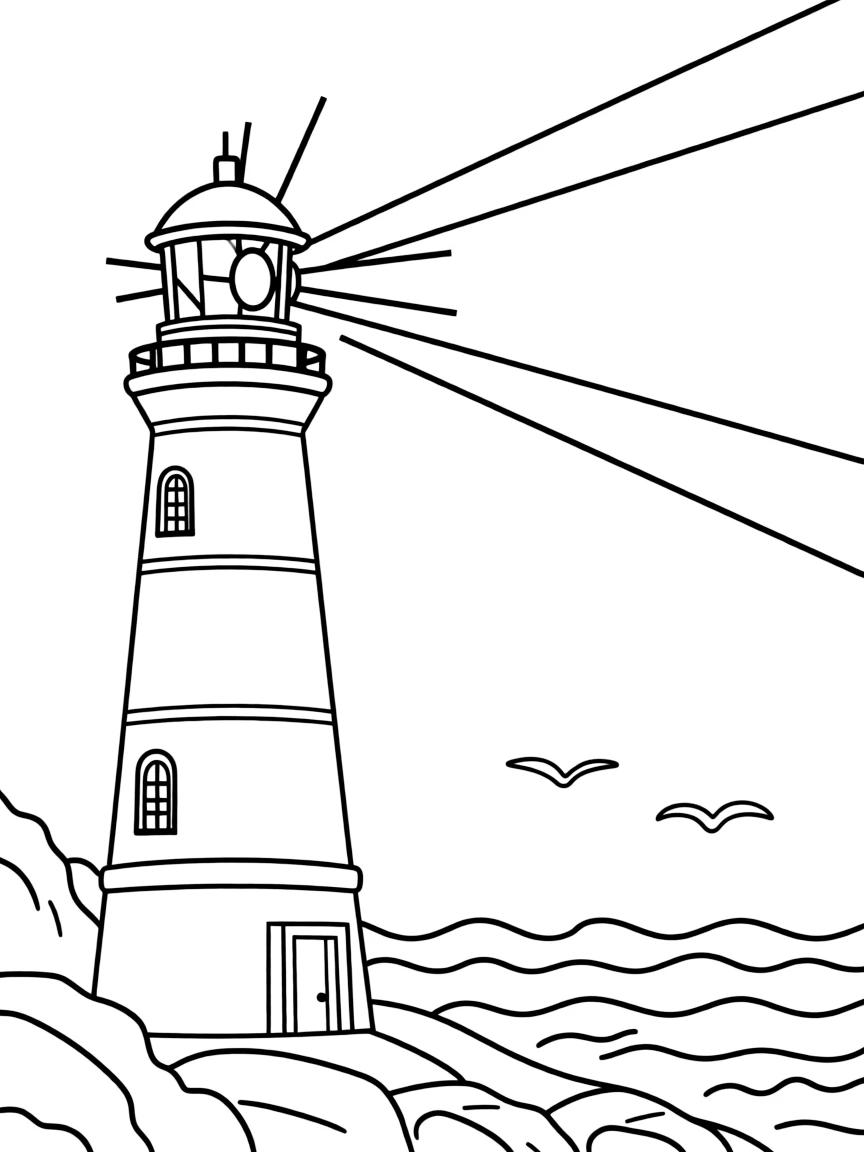 A lighthouse shining its light