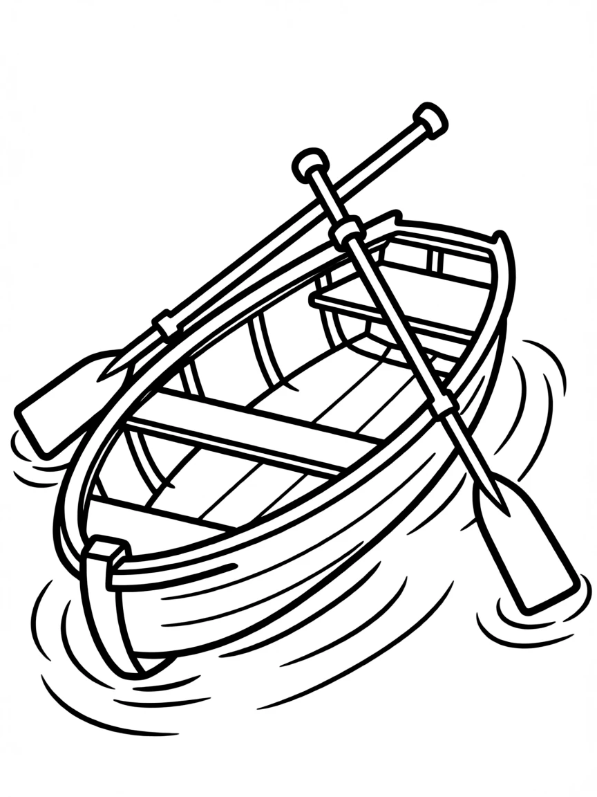 A rowboat with oars