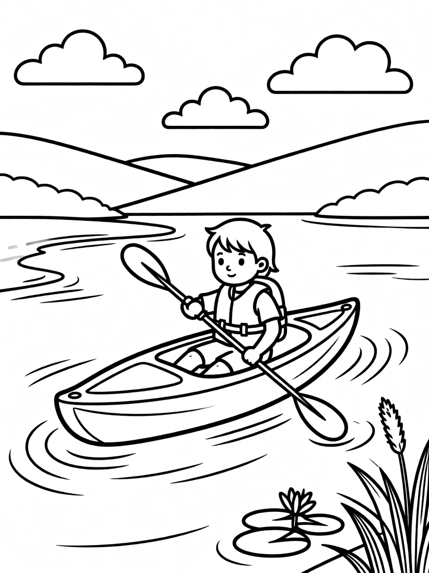 A kayak exploring a lake