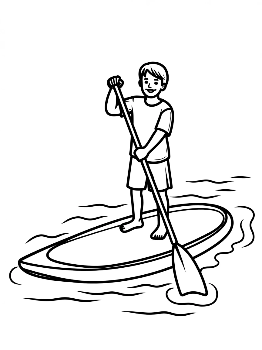 A paddleboarder standing on water