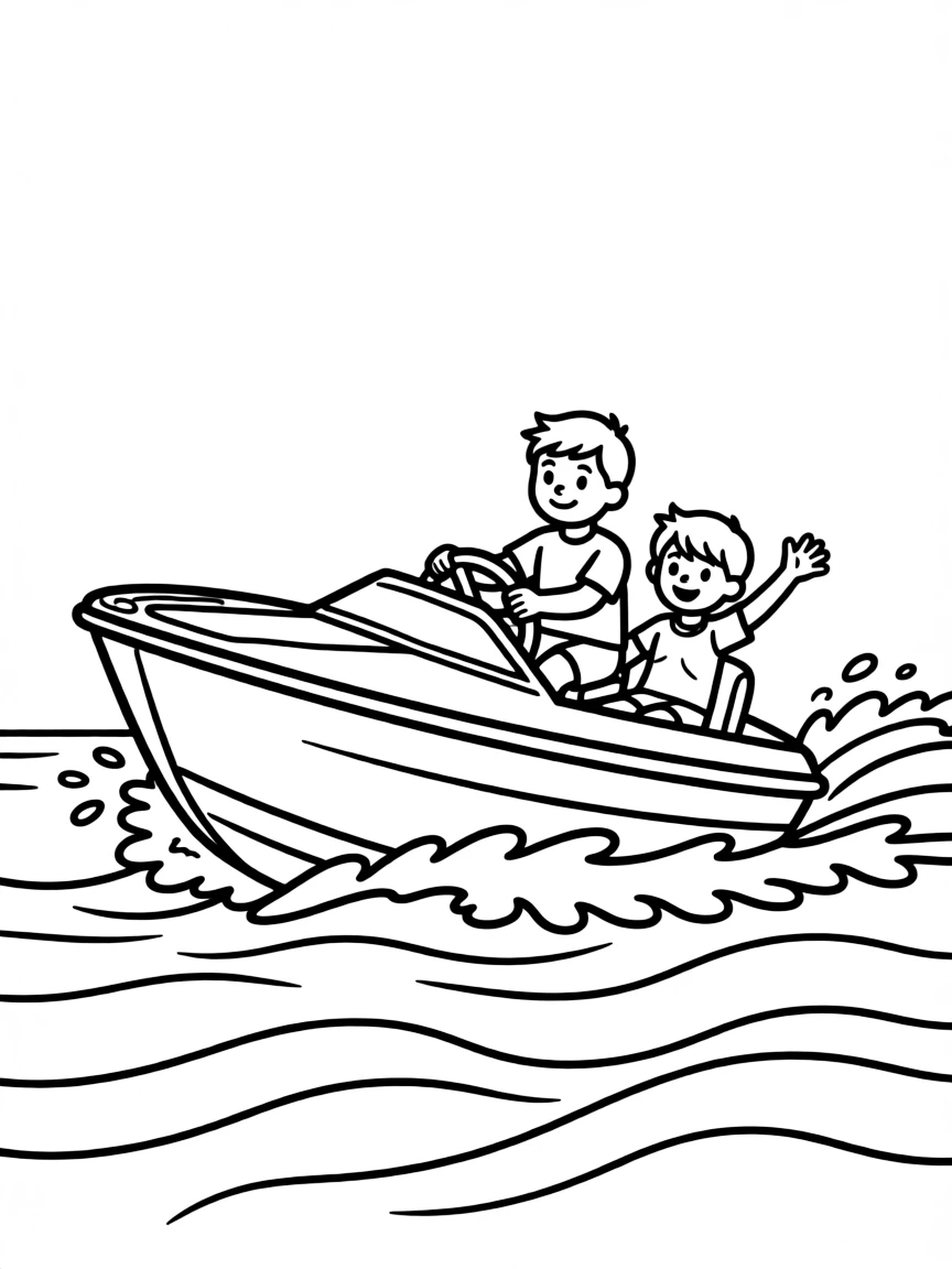A motorboat speeding across the waves