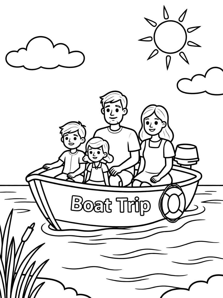 A happy family on a boat trip