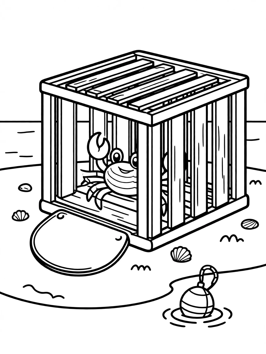 A crab trap with a crab inside
