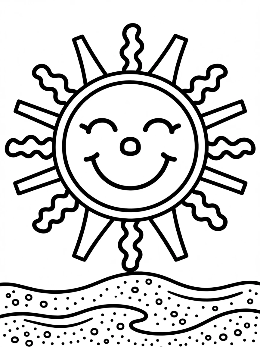 A sand drawing of a sun