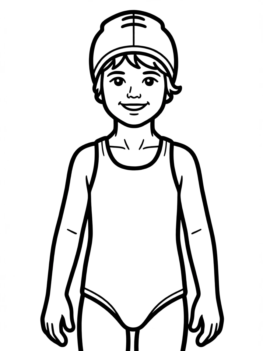 A child wearing a swim cap