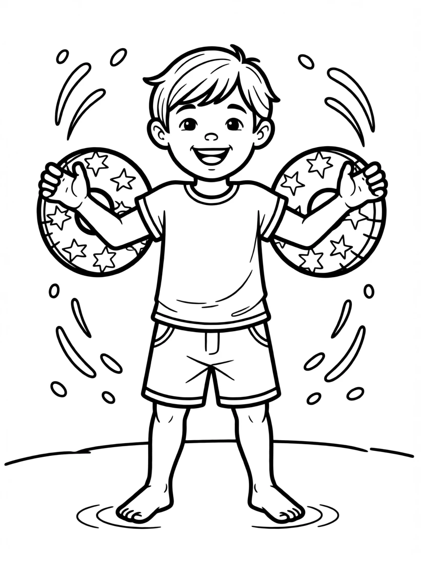 A child with arm floaties