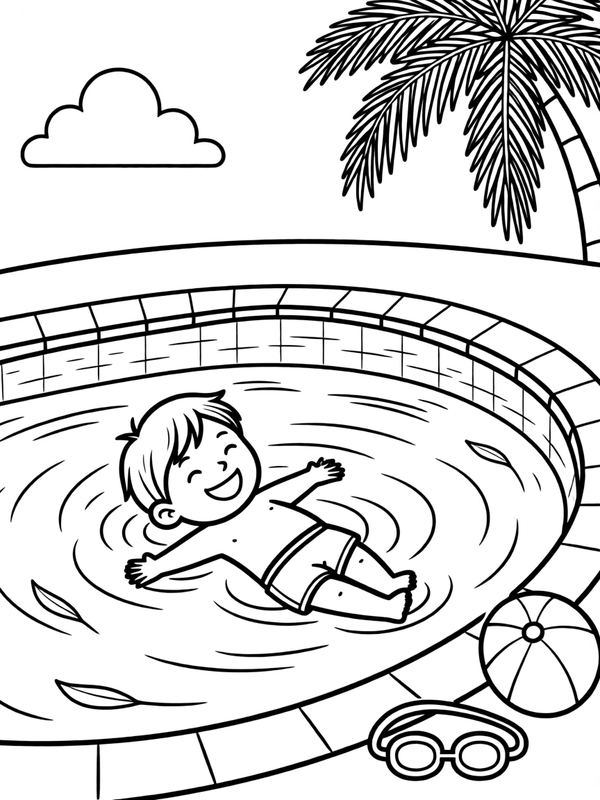 A child floating on their back