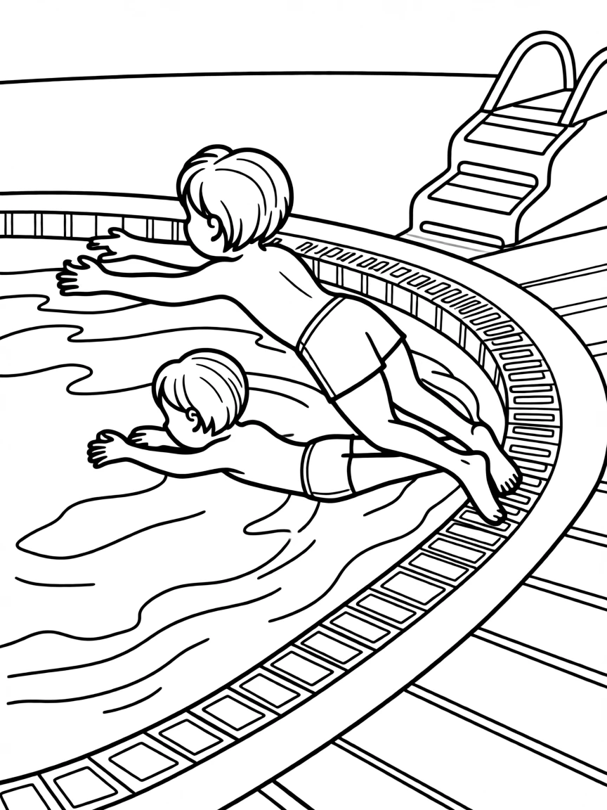 A child diving into a pool