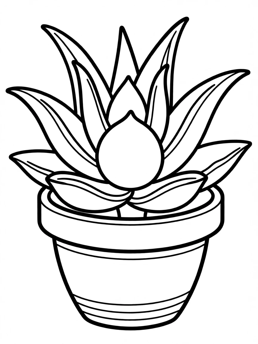 A potted aloe vera plant with chubby leaves