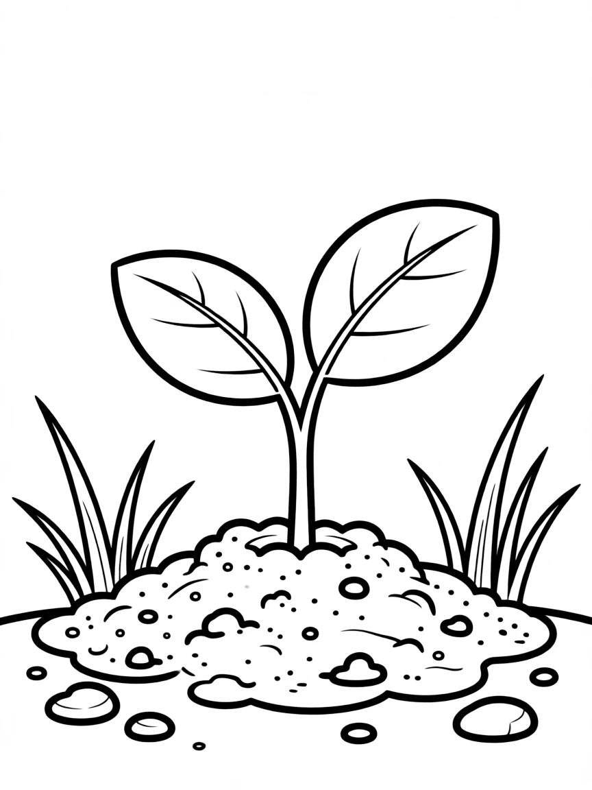 A small plant sprouting from the ground