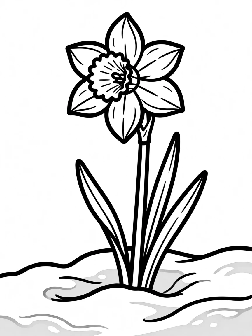 A daffodil poking out from the snow
