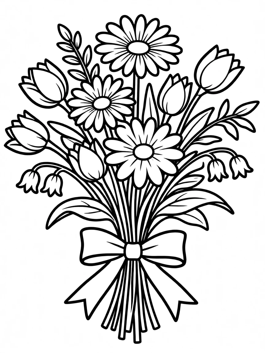 A bunch of wildblossoms tied with a bow