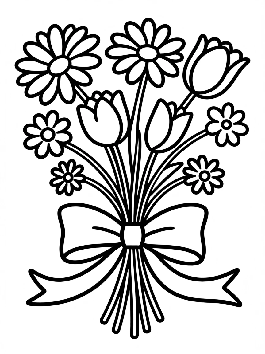 A bunch of wildblossoms tied with a bow