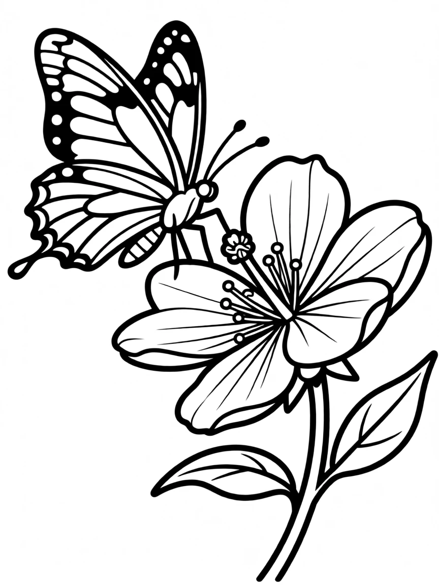 A butterfly landing on a blossom in bloom