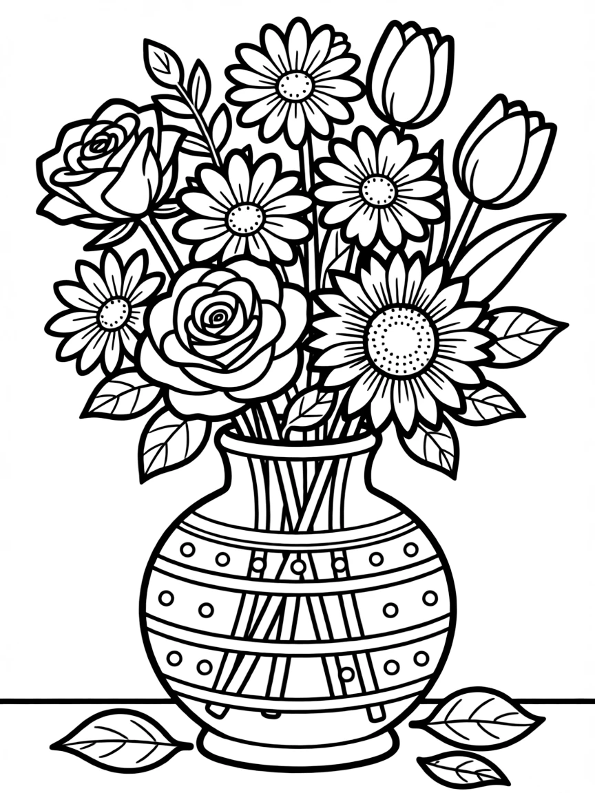 A bouquet in a vase with various blossoms