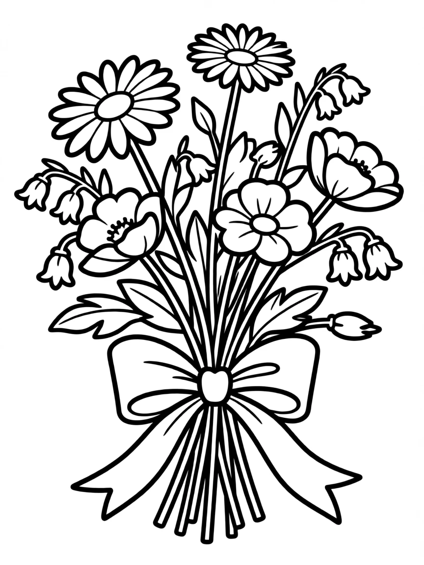 A bunch of wildblossoms tied with a bow