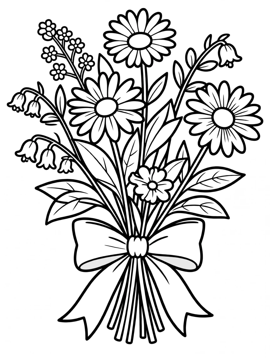 A bunch of wildblossoms tied with a bow
