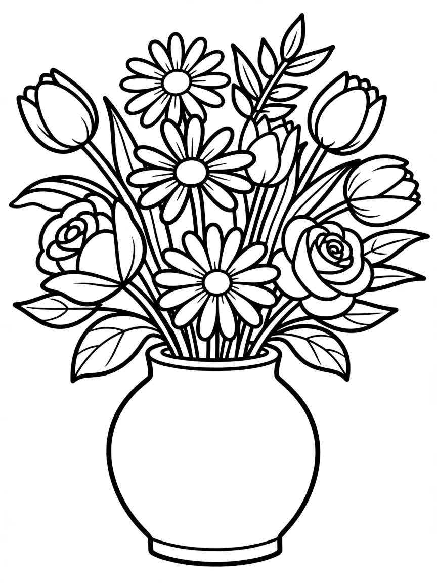 A bouquet in a vase with various blossoms