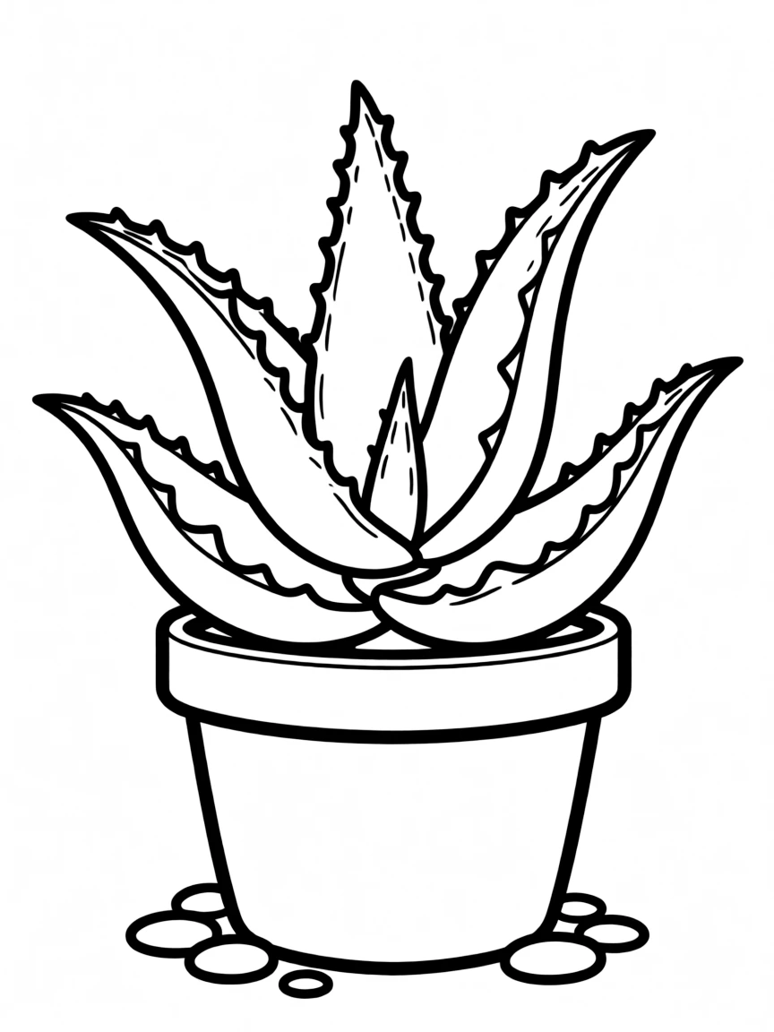 A potted aloe vera shrub with chubby leaves