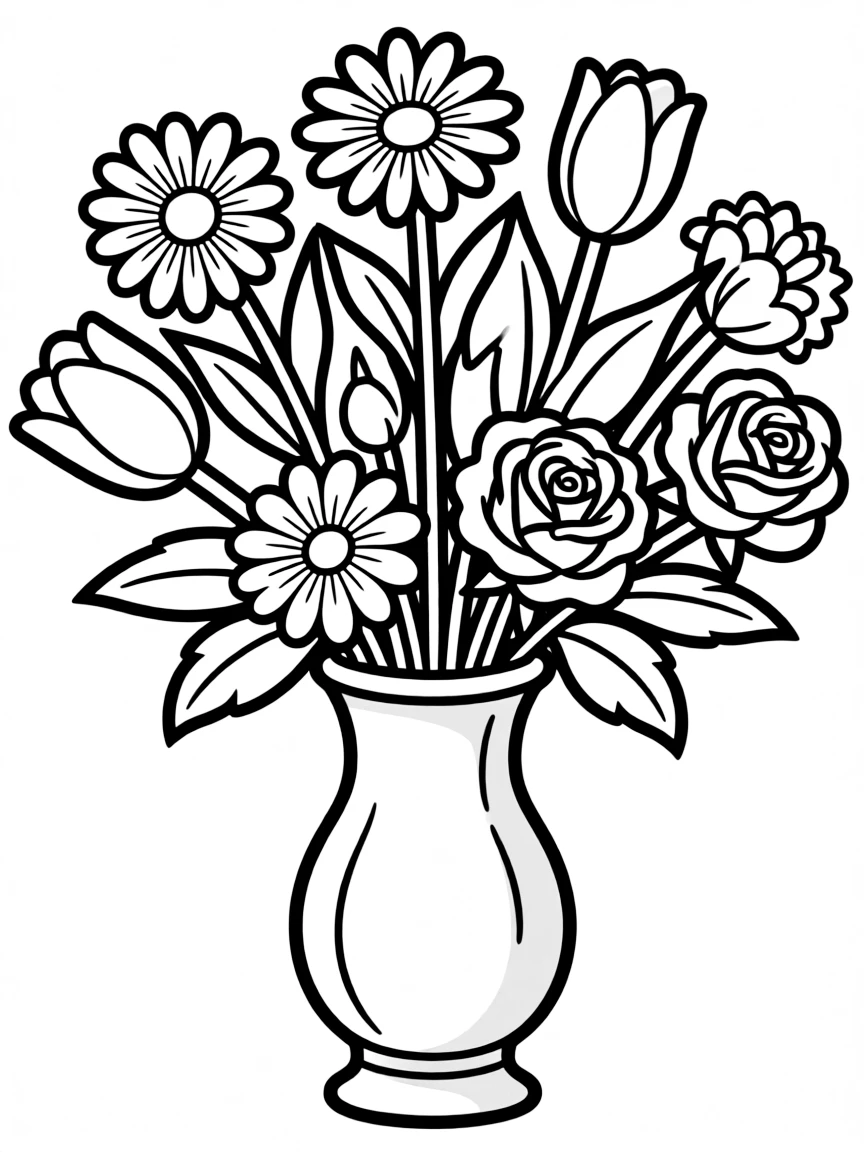 A bouquet in a vase with various blossoms