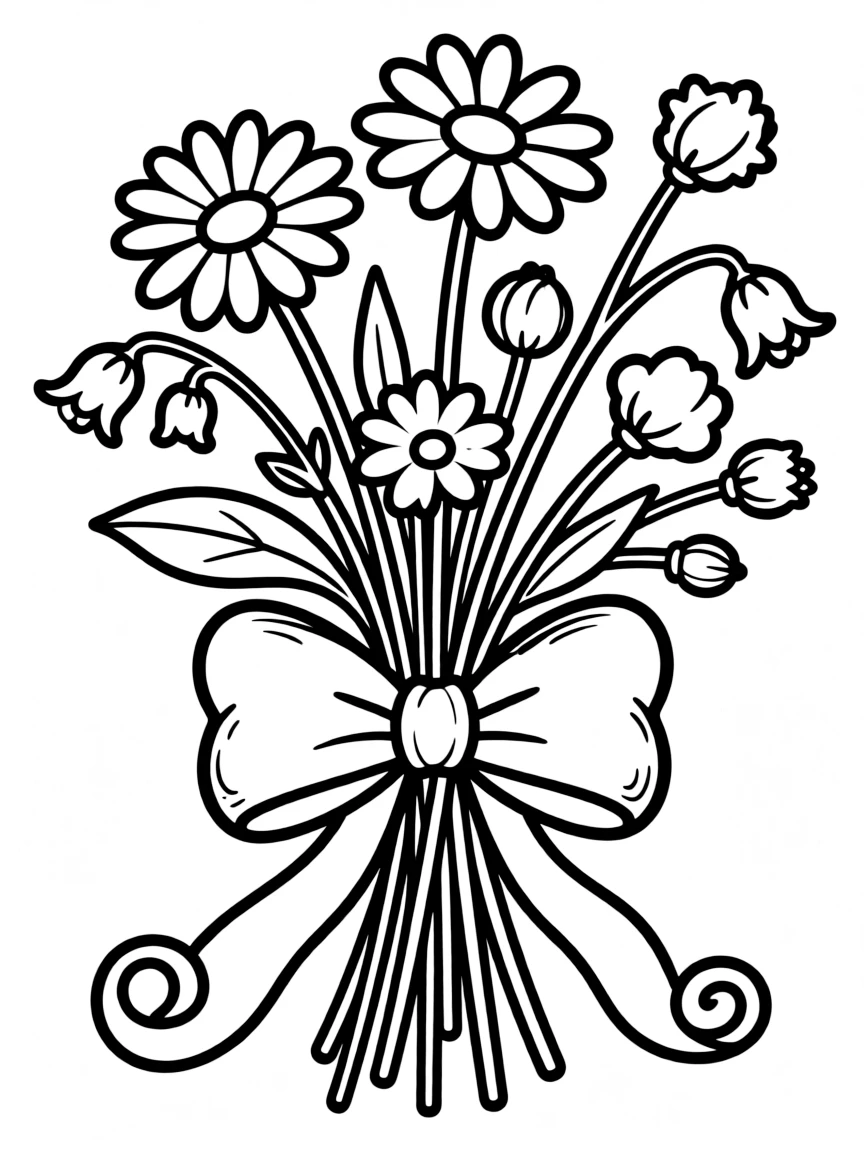 A bunch of wildblossoms tied with a bow