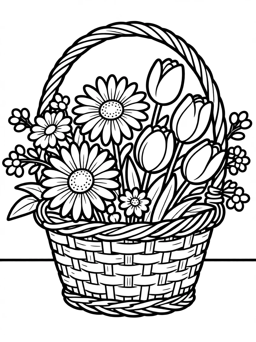 A basket of picked blossoms ready for coloring