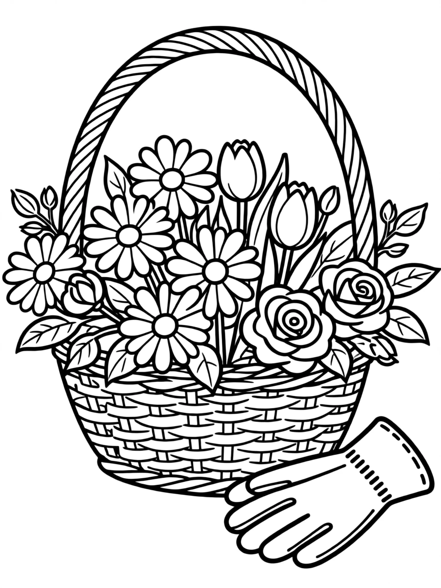 A basket of picked blossoms ready for coloring