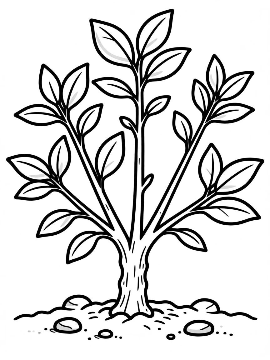 A small shrub sprouting from the ground