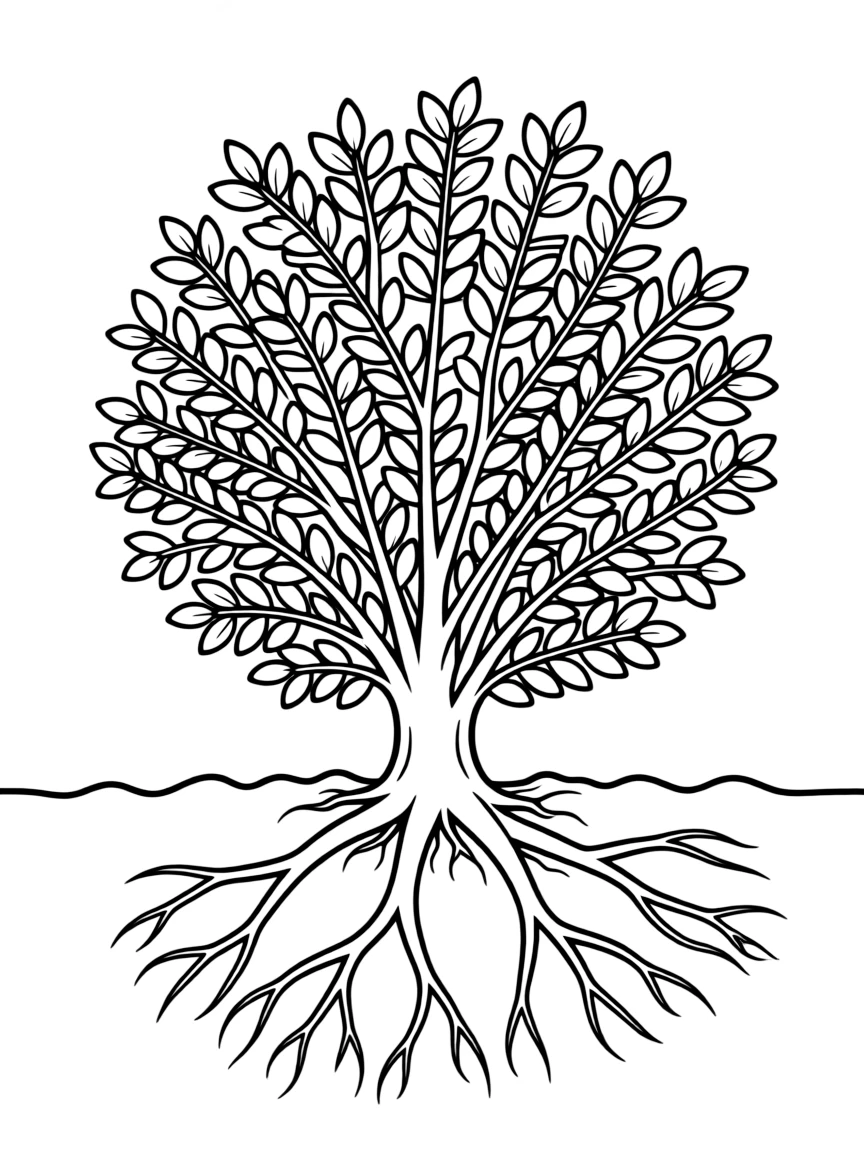 A shrub with roots visible underground