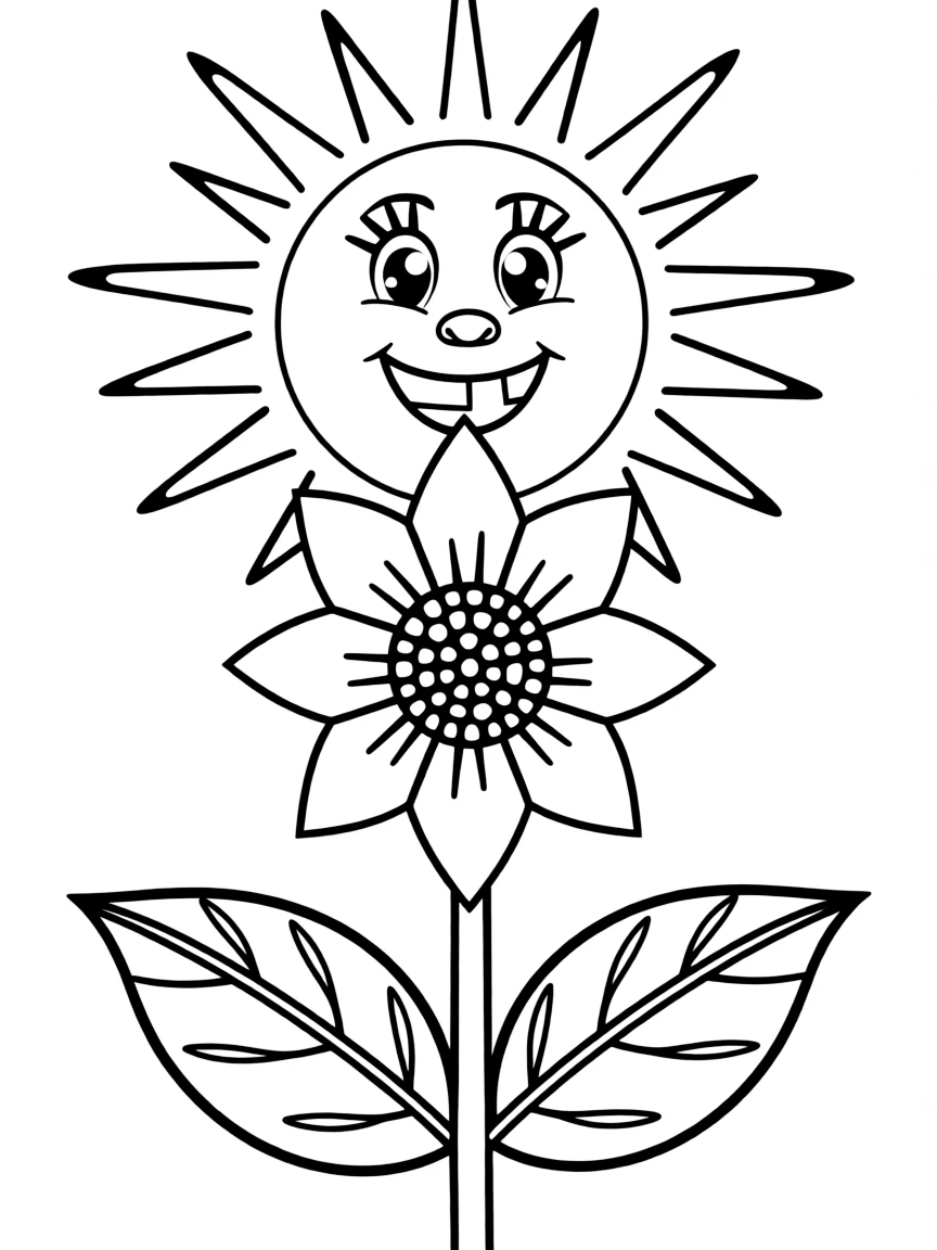 A sunblossom with a smiling sun above it