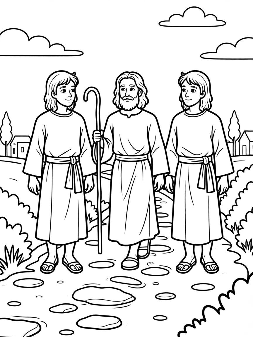 Disciples on the road to Emmaus, walking with Jesus, who they don't recognize yet.