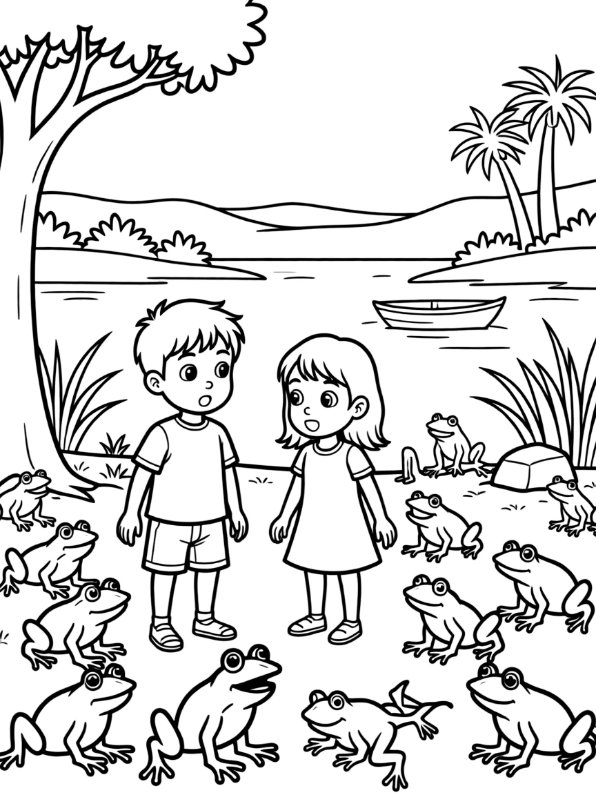 The ten plagues in Egypt: frogs everywhere!