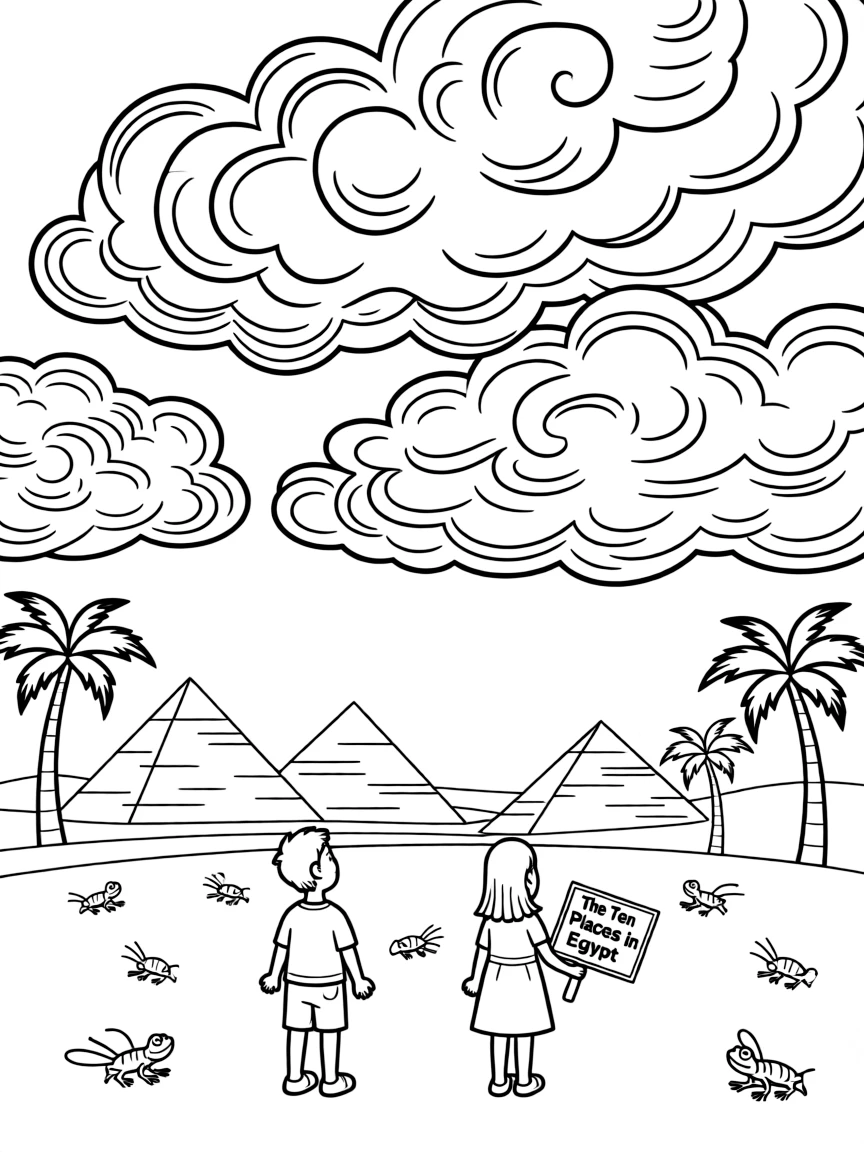 The ten plagues in Egypt: dark skies covering the land.