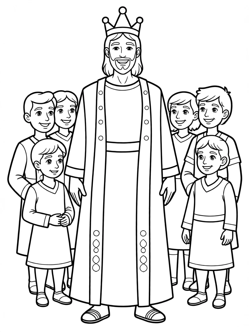 King Saul tall and handsome, standing among the people.