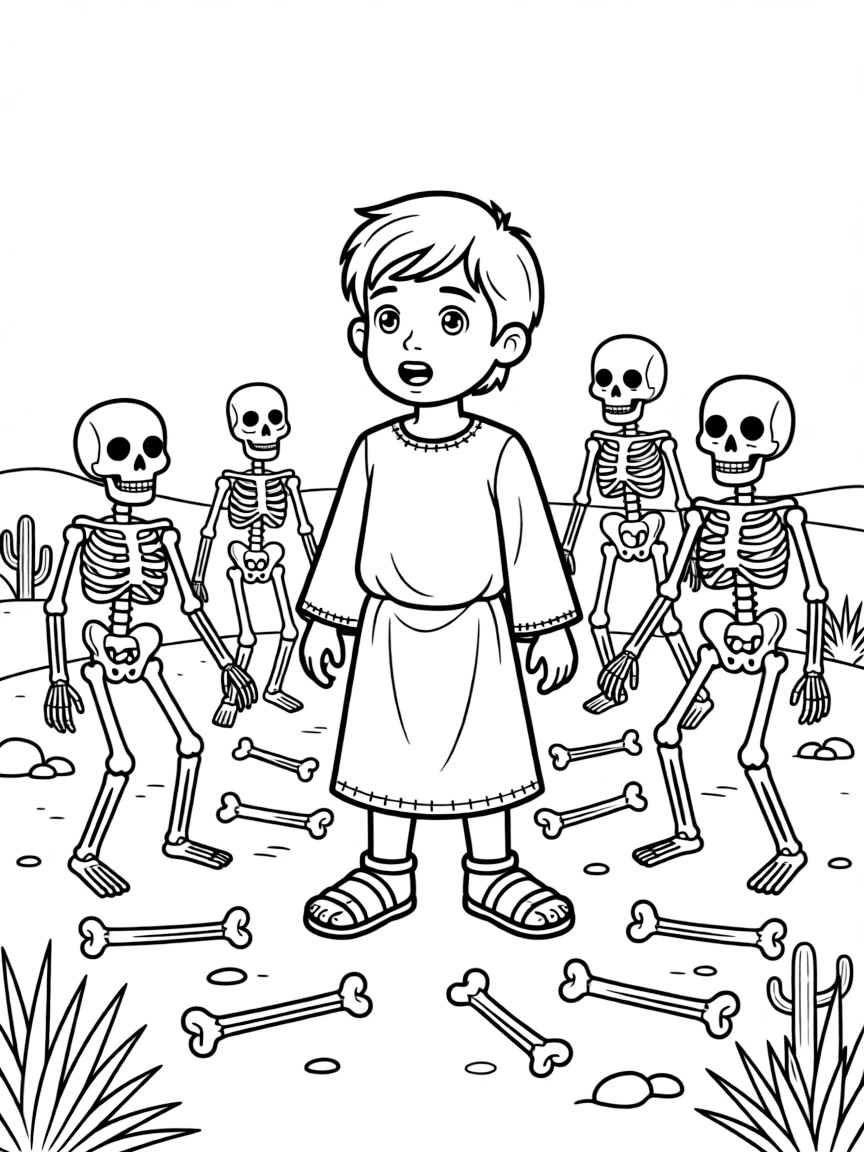Ezekiel seeing visions of dry bones coming to life.