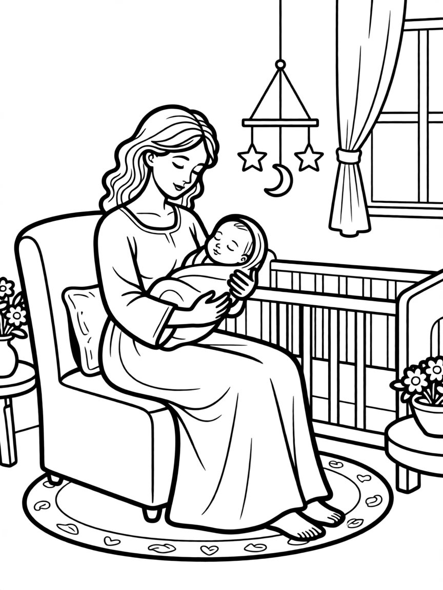 Bathsheba's baby Solomon being born, looking peaceful.