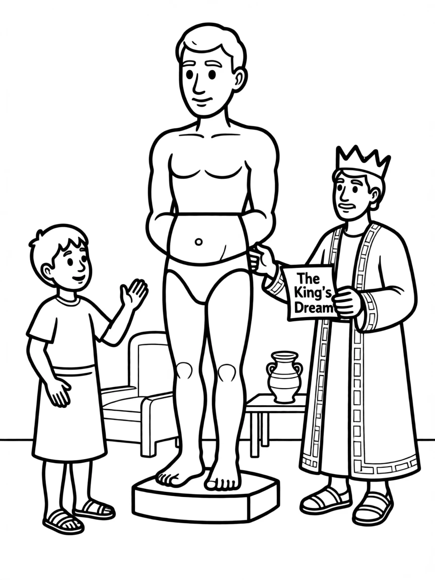 Daniel interpreting the king's dream of a big statue.