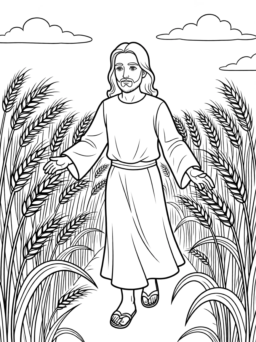 Jesus walking through grain fields on the Sabbath.