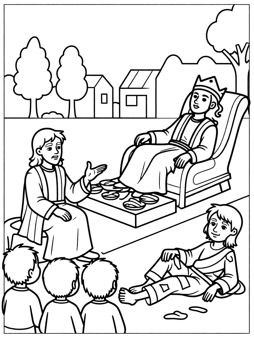 Jesus telling the parable of Lazarus and the rich man.