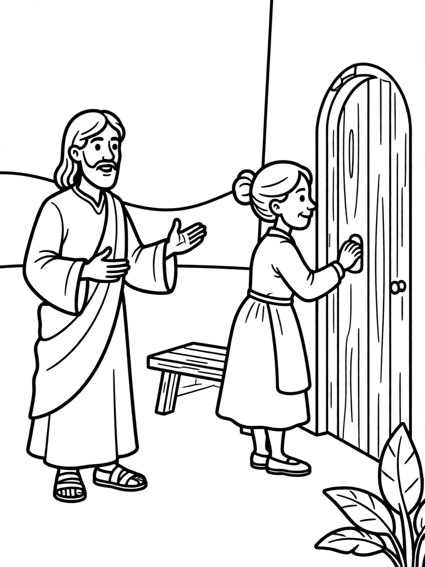 Jesus telling the parable of the persistent widow.