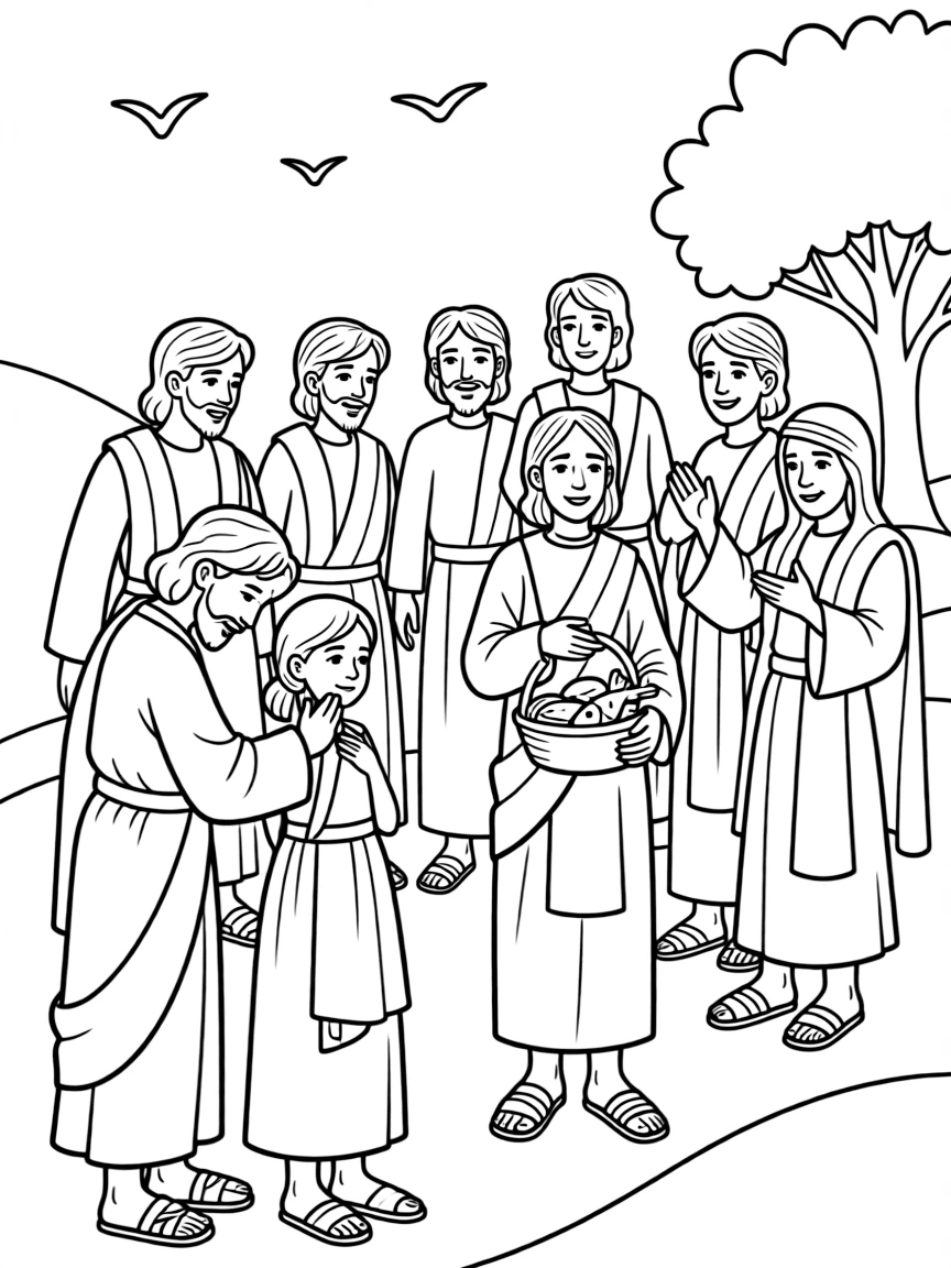 The apostles performing many signs and wonders.