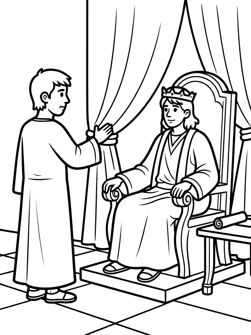 Paul speaking before King Agrippa, telling his conversion story.