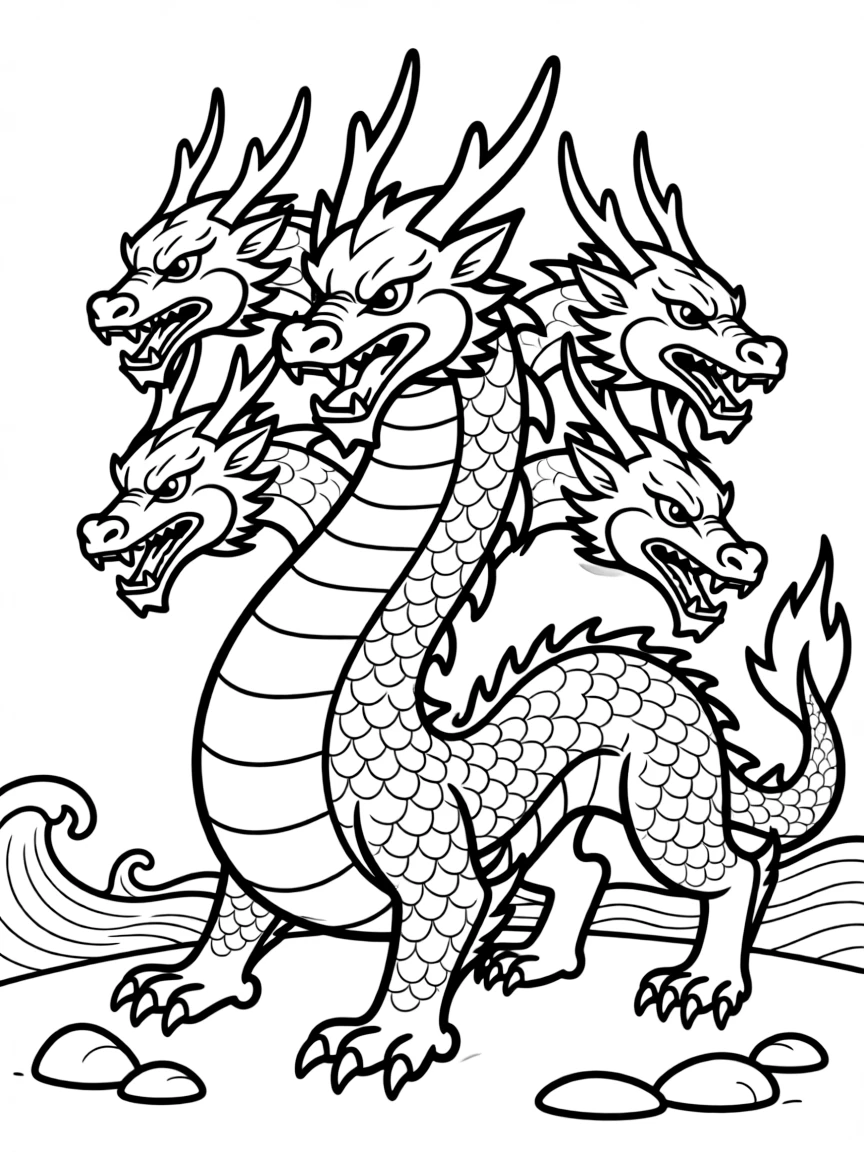 The beast with seven heads and ten horns.
