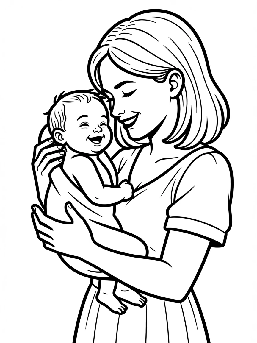 Isaac being born, a happy baby in Sarah's arms.
