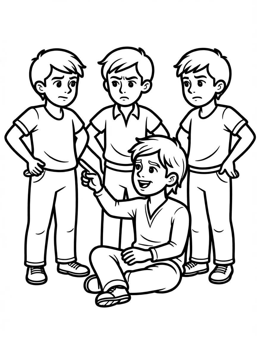 Joseph sharing his dreams with his brothers, who look annoyed.