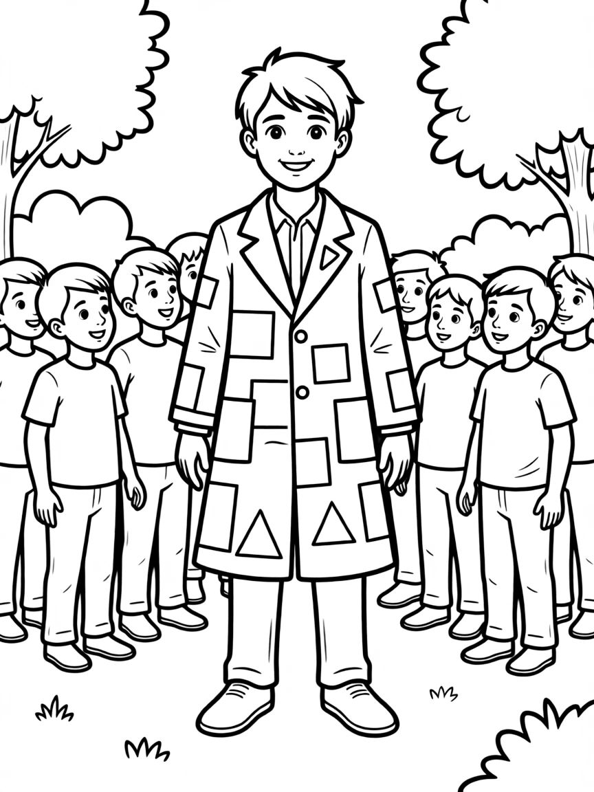 Joseph wearing the coat of many colors, standing out from his brothers.